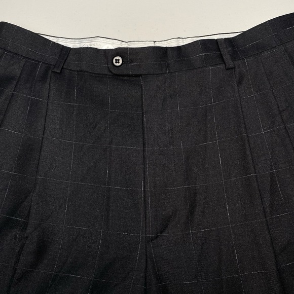 Zanella Austin Dress Trousers 34 (34x28) Mens Dark Gray Windowpane